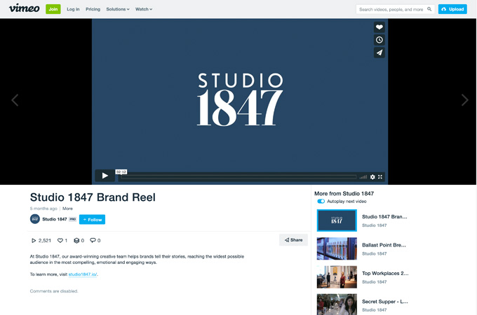 Studio 1847 Brand Reel by Studio 1847