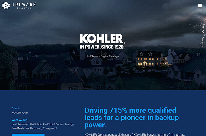 Establishing KOHLER Power as a Leader in Generators: How Our Integrated Strategy Drove a 715% Increase in Qualified Leads by TriMark Digital