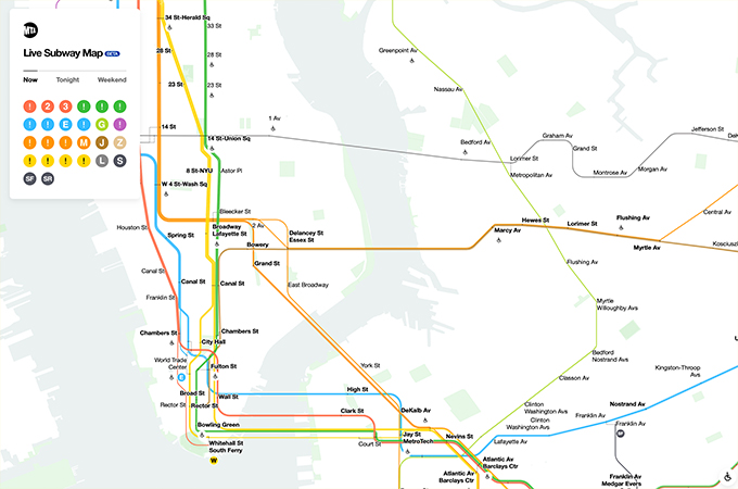 MTA's New Live Subway Map by Work & Co