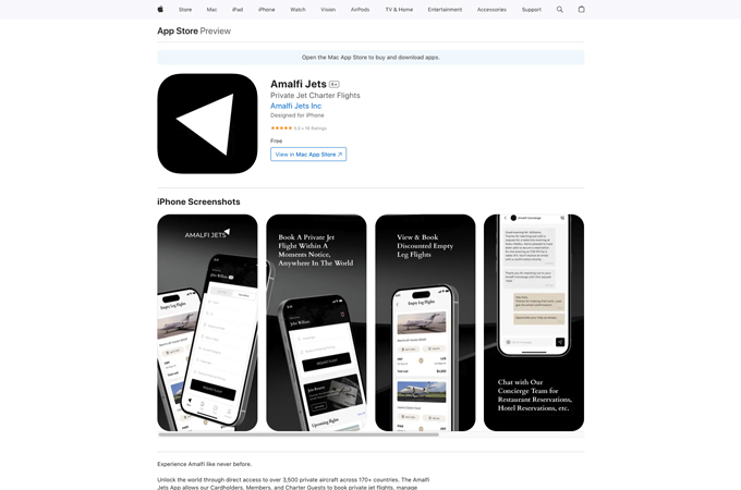 Amalfi Jets - Private Jet Charter Services by TouchZen Media LLC
