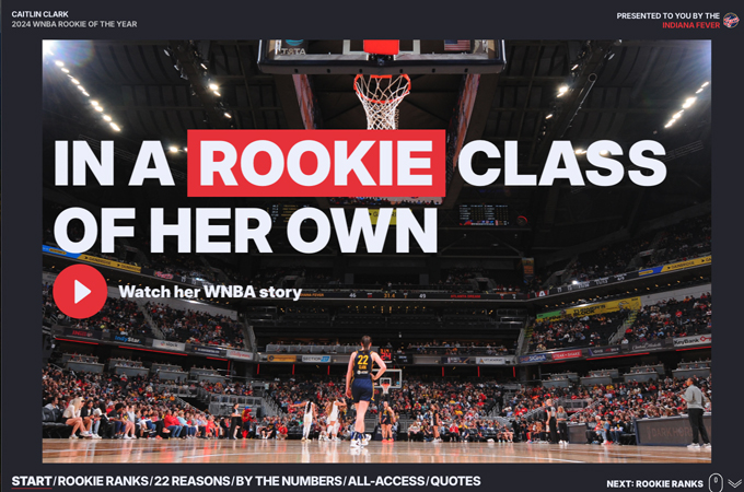 Caitlin Clark Rookie of the Year Website by Pacers Sports & Entertainment