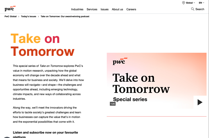Take on Tomorrow by PwC's strategy+business