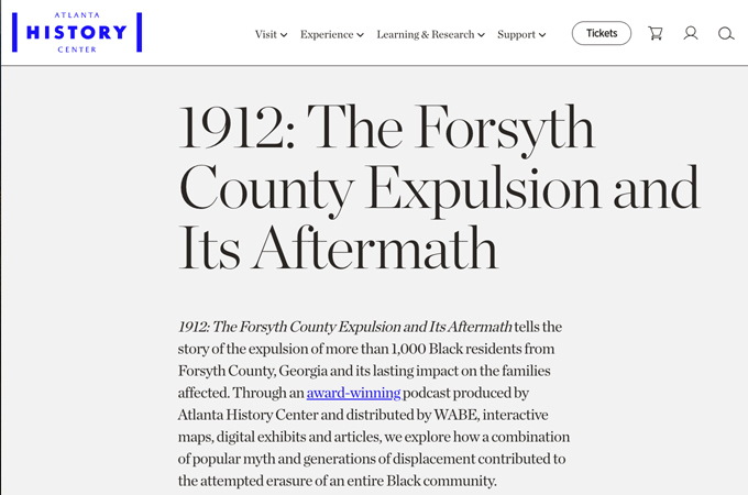 1912: The Forsyth County Expulsion and Its Aftermath by Atlanta History Center