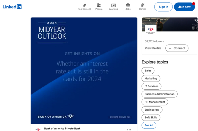 Midyear Outlook 2024 Social Post by Bank of America - Enterprise Creative Solutions