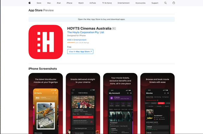 HOYTS Cinemas Mobile App by Chook Digital