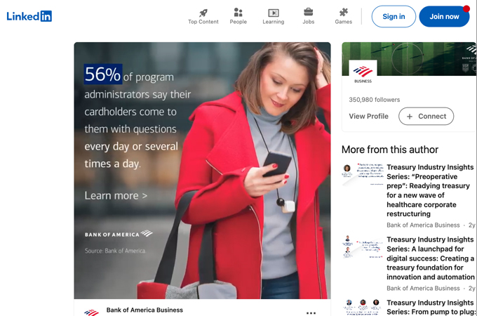 Global Card Access self-service tools social post by Bank of America - Enterprise Creative Solutions