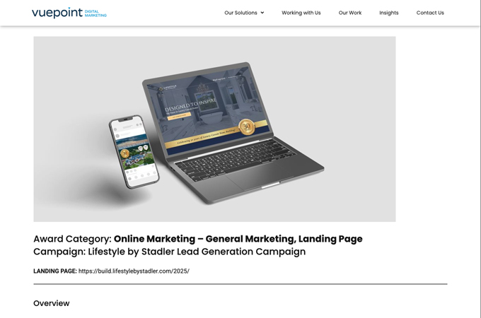 Lifestyle by Stadler: Luxury Landing Page Design by Vuepoint Agency