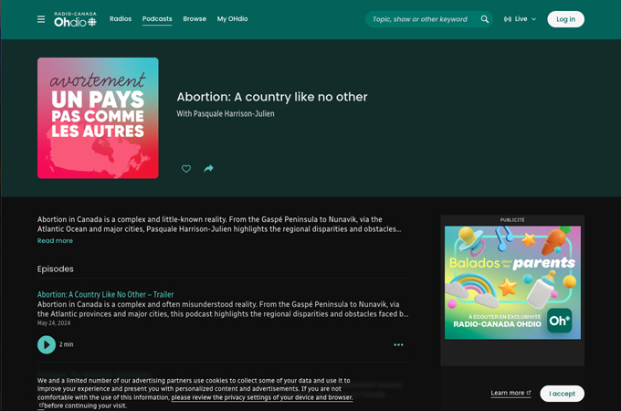 Avortement : un pays pas comme les autres (Abortion: A Country Like No Other) by Radio-Canada OHdio