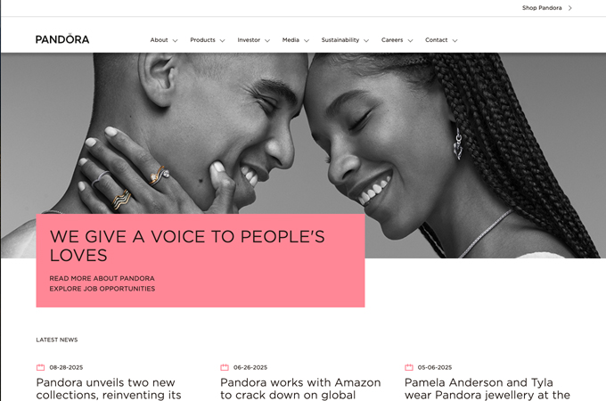 Pandora Website by Work & Co, part of Accenture Song