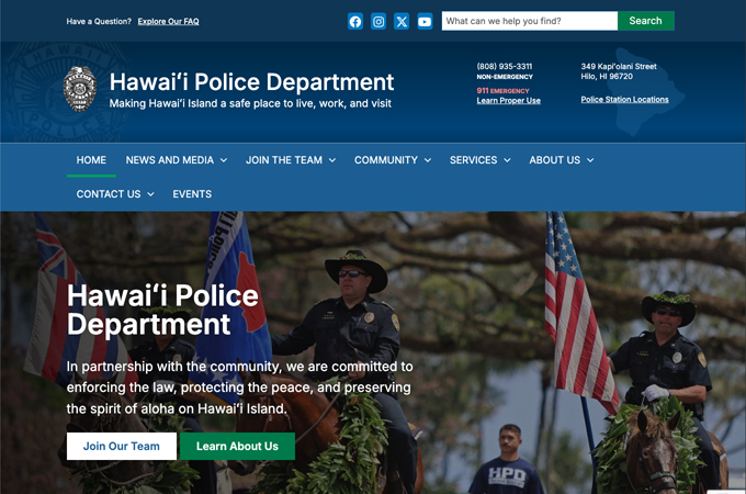 Hawaii Police Department Website by Tyler Technologies