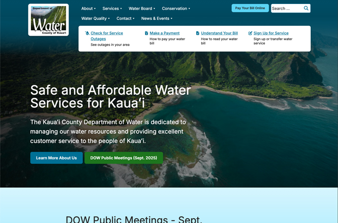 Kaua'i County Department of Water website by Tyler Technologies