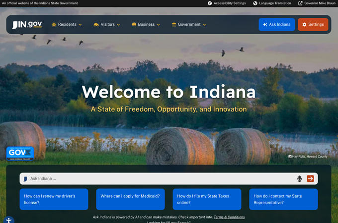 "Ask Indiana" - AI Resident Assistant by Tyler Technologies
