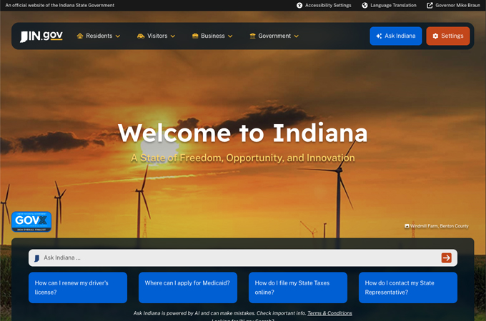"Ask Indiana" - AI Resident Assistant by Tyler Technologies
