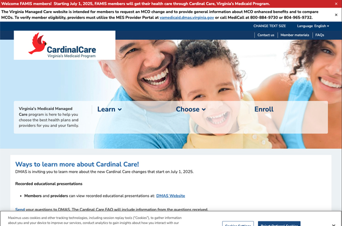 Virginia Cardinal Care Website by Maximus