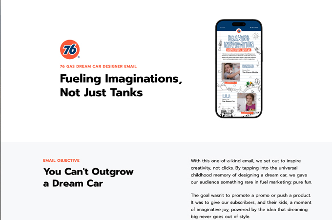 76 Gas Dream Car Designer Email by Love Advertising