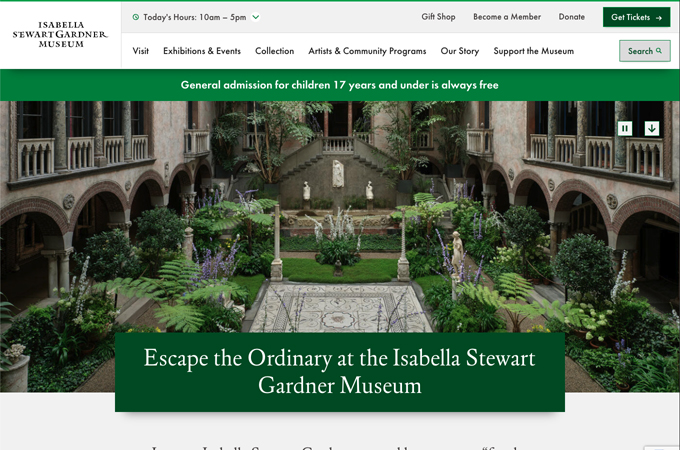 Isabella Stewart Gardner Museum Website by Oomph, Inc.