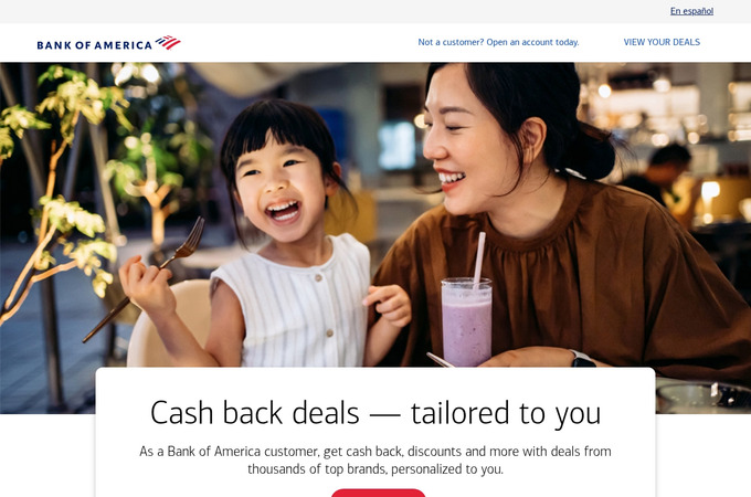 BankAmeriDeals landing page by Bank of America - Enterprise Creative Solutions