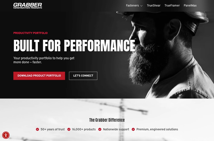 The Grabber Productivity Portfolio Website by Grabber Construction Products