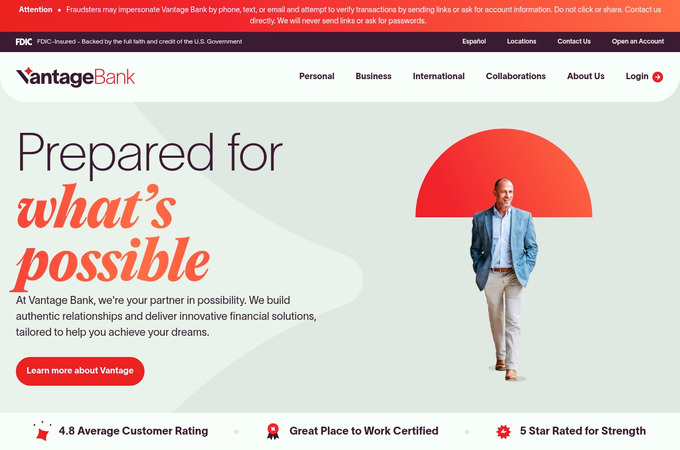 Vantage Bank Website Redesign by Clear Digital