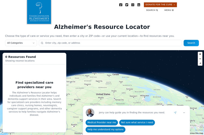 Alzheimer's Resource Locator by Fisher Center for Alzheimer's Research Foundation