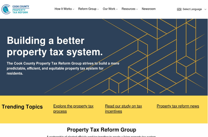 Cook County Property Tax Reform Website Design by Clarity Partners, LLC