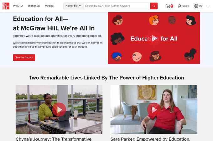 Education For All Website by McGraw Hill, Higher Education