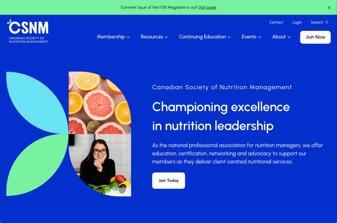 Canadian Society of Nutrition Management - Website by Twirling Umbrellas