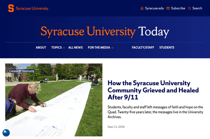 Syracuse University News (SU News) Website Redesign by Eastern Standard