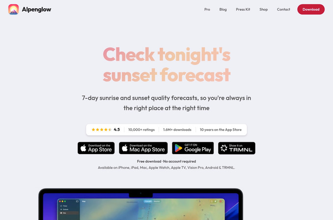 Alpenglow: Sunset Predictions (iOS) by Andrew Yates