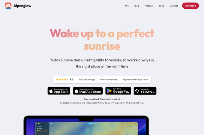Alpenglow: Sunset Predictions (iOS) by Andrew Yates