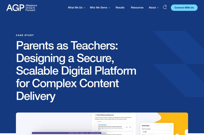 Parents as Teachers: Designing a Secure, Scalable Digital Platform for Complex Content Delivery by AGP (Allegiance Group + Pursuant)