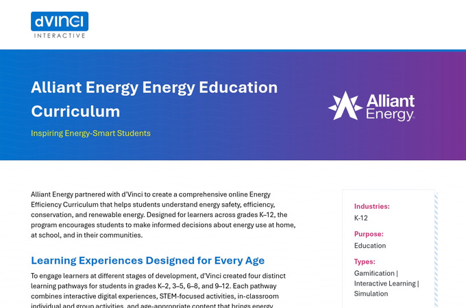 Alliant Energy Energy Education Curriculum by d'Vinci Interactive