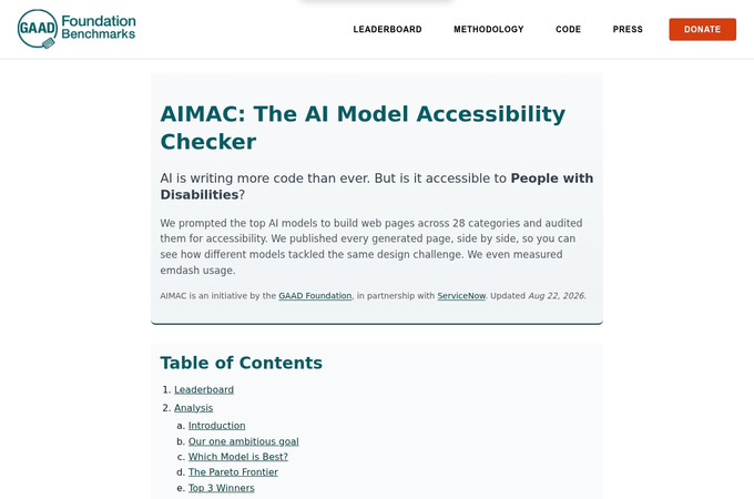 AIMAC: The AI Model Accessibility Checker by ServiceNow